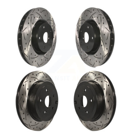 Front Rear Coated Drilled Slotted Disc Brake Rotors Kit For Subaru Impreza WRX STI KD-100273