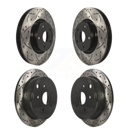 Front Rear Coated Drilled Slotted Disc Brake Rotors Kit For Subaru WRX KD-100277