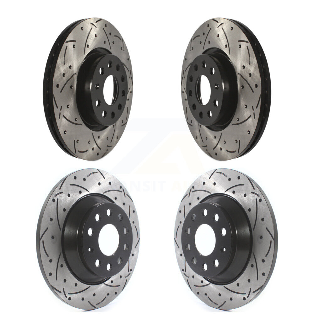 Front Rear Coated Drilled Slotted Disc Brake Rotors Kit For Audi Q3 Quattro TT KD-100282