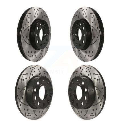 Front Rear Coated Drilled Slotted Disc Brake Rotors Kit For 2006-2009 Volkswagen Rabbit KD-100283