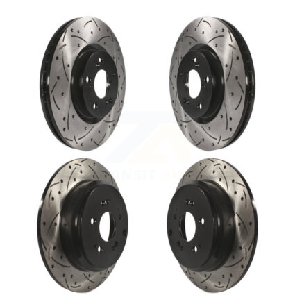 Front Rear Coated Drilled Slotted Disc Brake Rotors Kit For Honda Pilot Acura MDX ZDX KD-100297