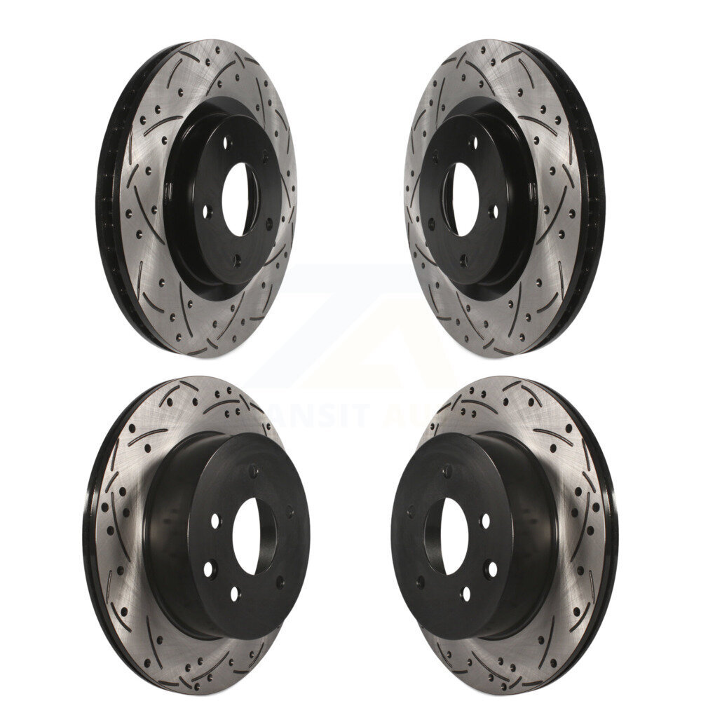 Front Rear Coated Drilled Slotted Disc Brake Rotors Kit For Nissan Rogue Select KD-100309