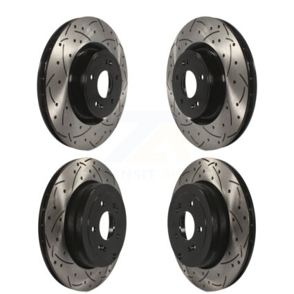 Front Rear Coated Drilled Slotted Disc Brake Rotors Kit For Hyundai Genesis Coupe KD-100321