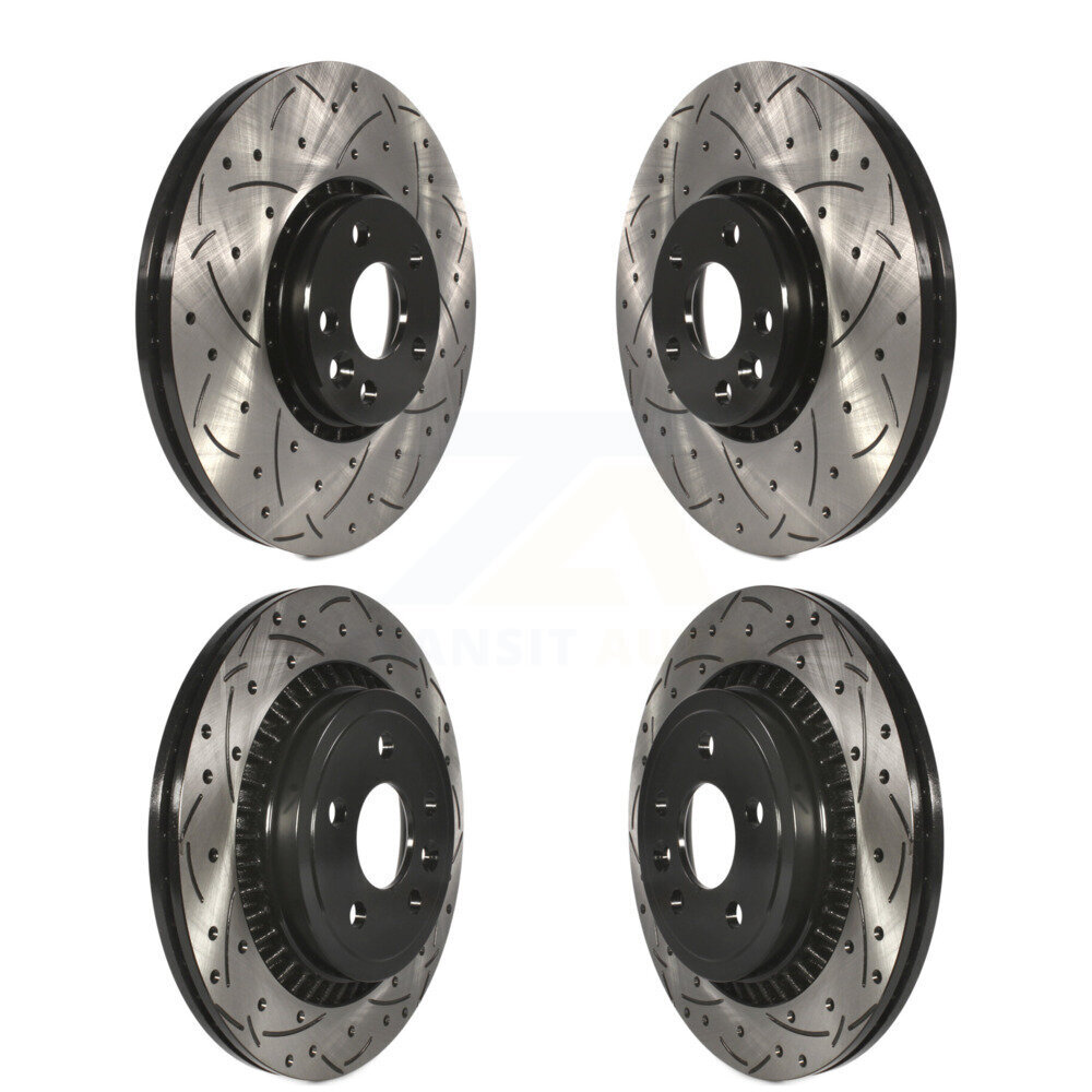 Front Rear Coated Drilled Slotted Disc Brake Rotors Kit For Volvo XC60 KD-100323