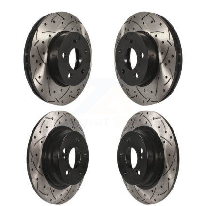 Front Rear Coated Drilled Slotted Disc Brake Rotors Kit For Mercedes-Benz C250 C230 KD-100325
