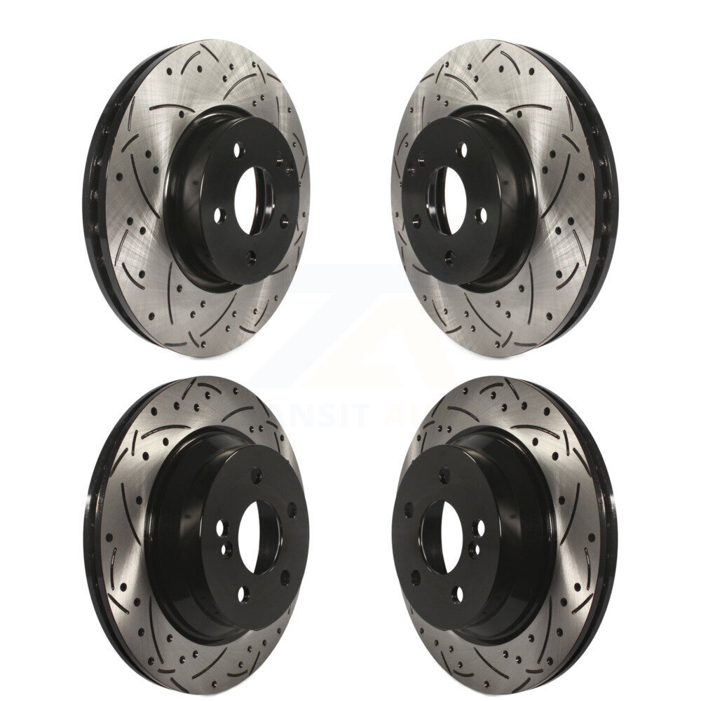 Front Rear Coated Drilled Slotted Disc Brake Rotors Kit For Mercedes-Benz E350 E400 KD-100327