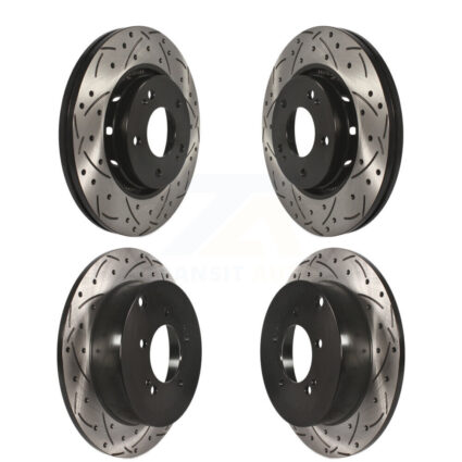 Front Rear Coated Drilled Slotted Disc Brake Rotors Kit For Mitsubishi Lancer KD-100333