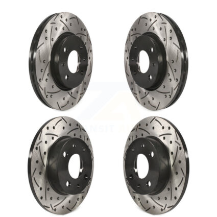 Front Rear Coated Drilled Slotted Disc Brake Rotors Kit For Fiat 500 KD-100335