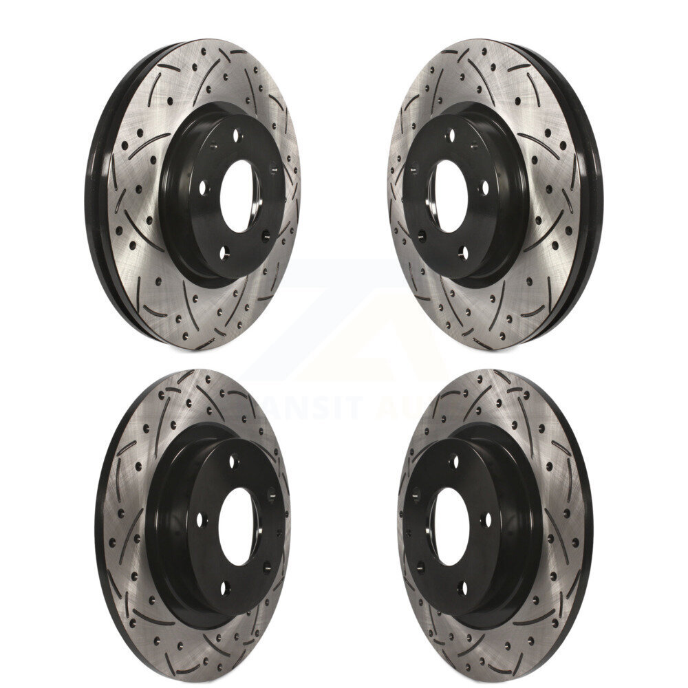 Front Rear Coated Drilled Slotted Disc Brake Rotors Kit For 2014-2018 Mazda 6 KD-100339