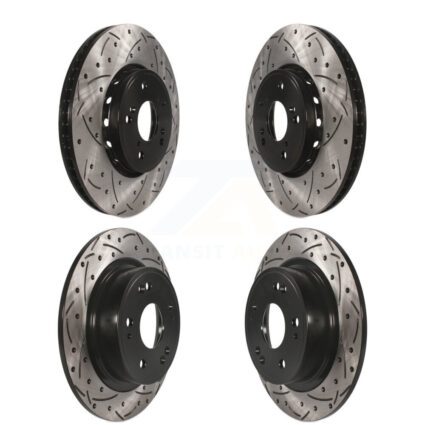 Front Rear Coated Drilled Slotted Disc Brake Rotors Kit For 2016 Acura ILX KD-100341