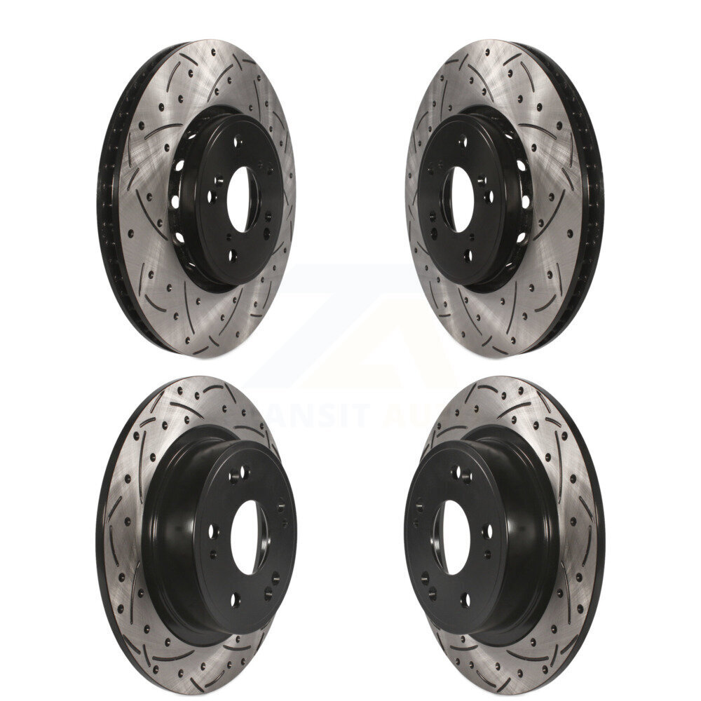 Front Rear Coated Drilled Slotted Disc Brake Rotors Kit For 2016 Acura ILX KD-100341