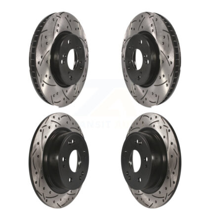 Front Rear Coated Drilled Slotted Disc Brake Rotors Kit For Honda Accord KD-100343