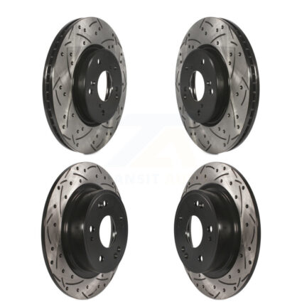 Front Rear Coated Drilled Slotted Disc Brake Rotors Kit For Honda HR-V Accord KD-100344