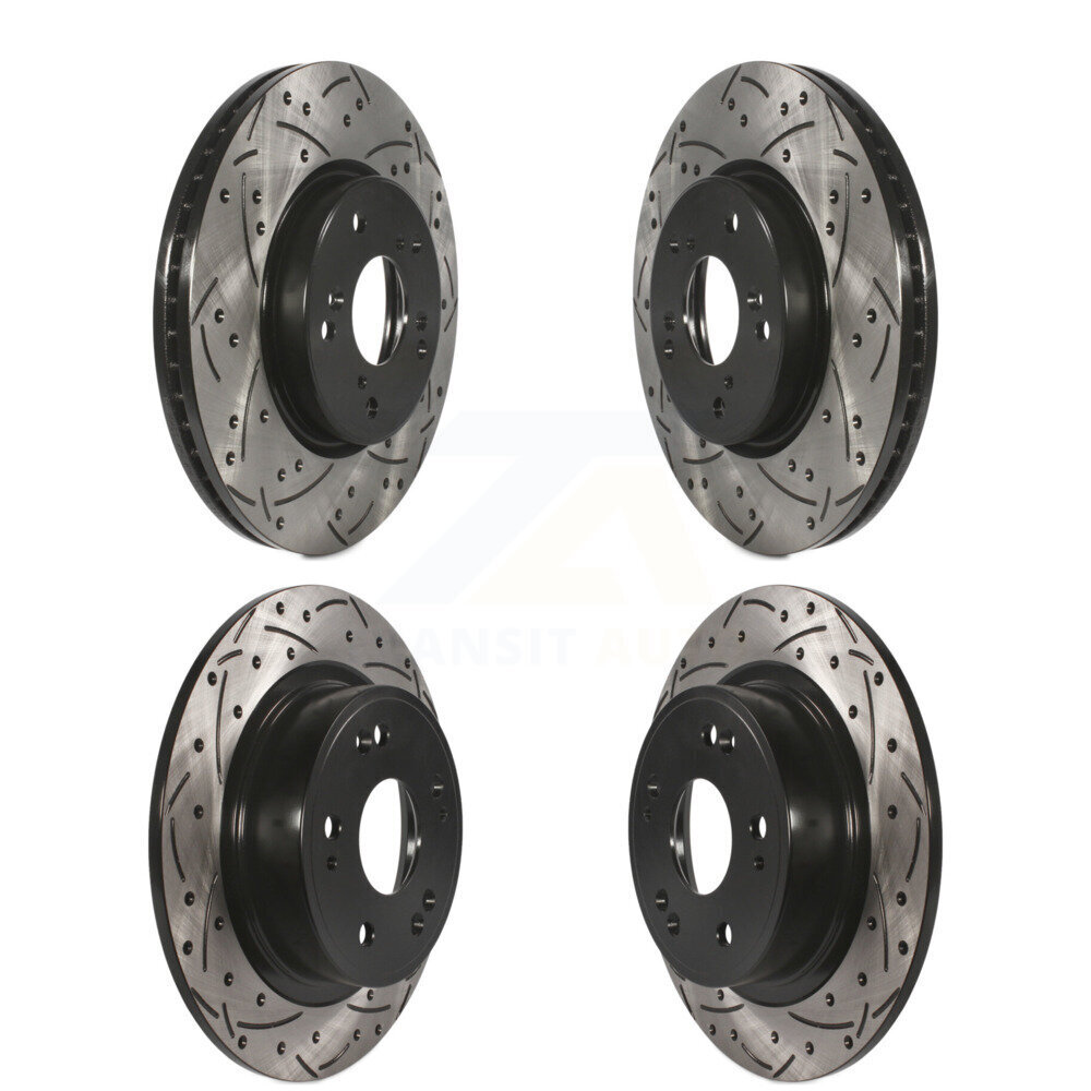 Front Rear Coated Drilled Slotted Disc Brake Rotors Kit For Honda HR-V Accord KD-100344
