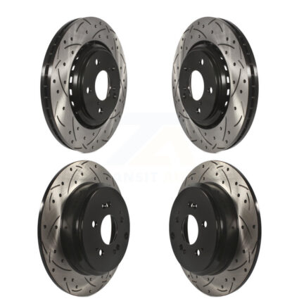 Front Rear Coated Drilled Slotted Disc Brake Rotors Kit For 2015-2017 Honda Odyssey KD-100345