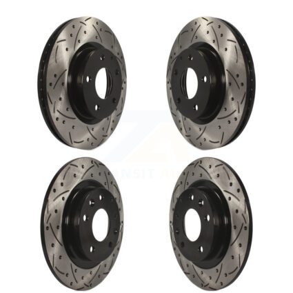 Front Rear Coated Drilled Slotted Disc Brake Rotors Kit For 2016-2018 Mazda CX-3 AWD KD-100351