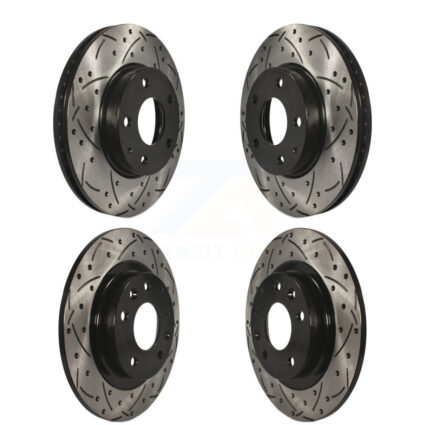 Front Rear Coated Drilled Slotted Disc Brake Rotors Kit For 2016-2018 Mazda CX-3 FWD KD-100354