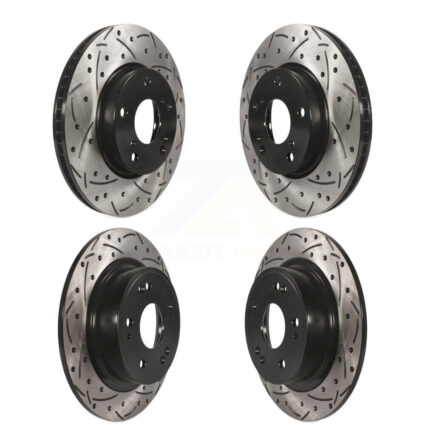 Front Rear Coated Drilled Slotted Disc Brake Rotors Kit For 2017 Honda Accord LX-S KD-100359