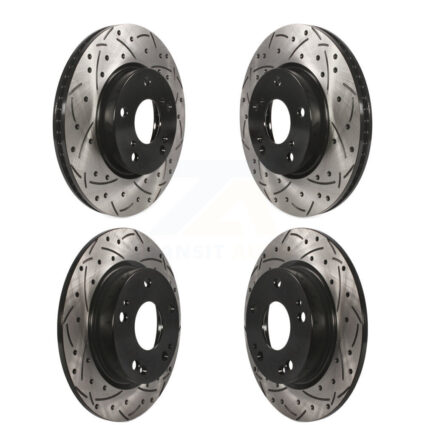 Front Rear Coated Drilled Slotted Disc Brake Rotors Kit For Honda Civic Insight KD-100360