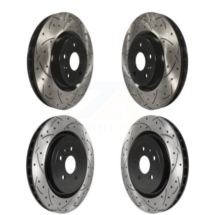 Front Rear Coated Drilled Slotted Disc Brake Rotors Kit For 2010-2015 Chevrolet Camaro SS KD-100364