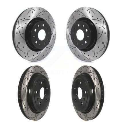 Front Rear Coated Drilled Slotted Disc Brake Rotors Kit For Cadillac CTS KD-100366