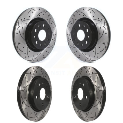 Front Rear Coated Drilled Slot Disc Brake Rotors Kit For Cadillac CT5 Chevrolet Camaro CT6 KD-100367