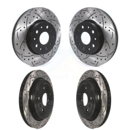 Front Rear Coated Drilled Slotted Disc Brake Rotors Kit For Cadillac CTS KD-100368