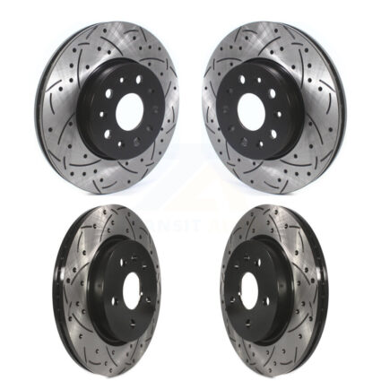 Front Rear Coated Drilled Slot Disc Brake Rotors Kit For Chevrolet Camaro Cadillac CT5 CT6 KD-100369