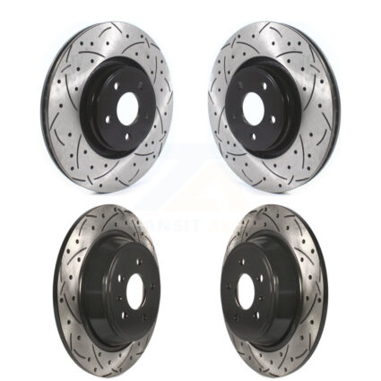 Front Rear Coated Drilled Slotted Disc Brake Rotors Kit For Lincoln MKC KD-100372