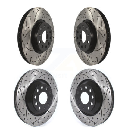 Front Rear Coated Drilled Slotted Disc Brake Rotors Kit For Volkswagen CC Passat KD-100374