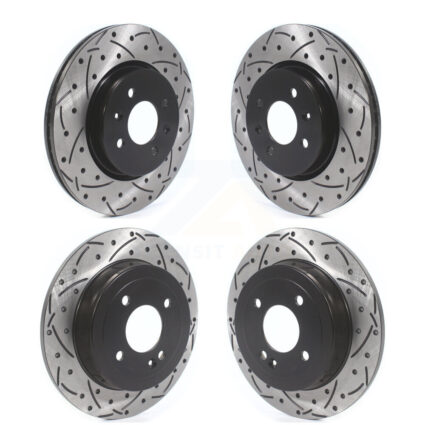 Front Rear Coated Drilled Slotted Disc Brake Rotors Kit For Kia Rio Hyundai Accent KD-100378
