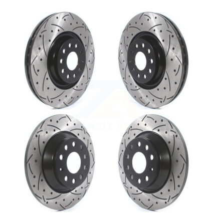 Front Rear Coated Drilled Slotted Disc Brake Rotors Kit For Volkswagen Tiguan Jetta KD-100383