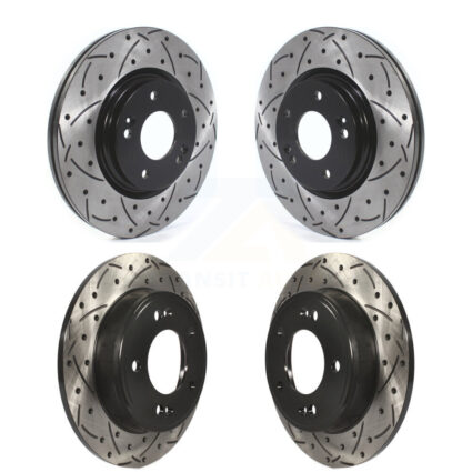 Front Rear Coated Drilled Slotted Disc Brake Rotors Kit For Kia Soul KD-100384