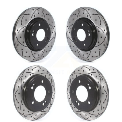Front Rear Coated Drilled Slot Disc Brake Rotor Kit For Hyundai Elantra Kia Forte Veloster KD-100385
