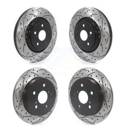 Front Rear Coated Drilled Slotted Disc Brake Rotors Kit For Toyota Camry Avalon KD-100386
