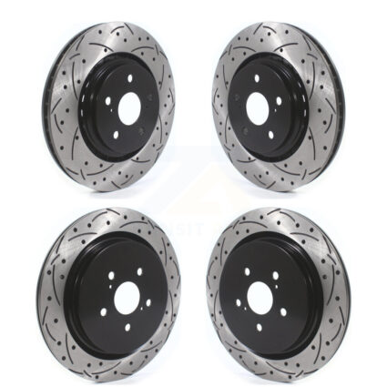 Front Rear Coated Drilled Slot Disc Brake Rotors Kit For Lexus RX350 RX450h RX350L RX450hL KD-100387
