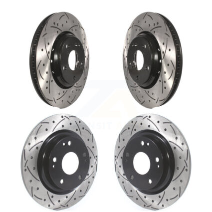 Front Rear Coated Drilled Slotted Disc Brake Rotors Kit For 2017-2020 Honda Civic Si KD-100388
