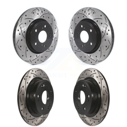 Front Rear Coated Drilled Slotted Disc Brake Rotors Kit For Honda Accord KD-100391