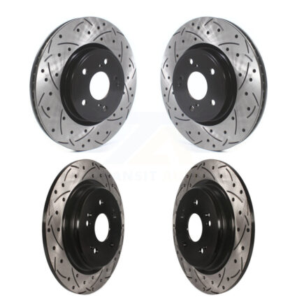 Front Rear Coated Drilled Slotted Disc Brake Rotors Kit For Honda CR-V KD-100392