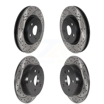 Front Rear Coated Drilled Slotted Disc Brake Rotors Kit For Toyota Camry KD-100395