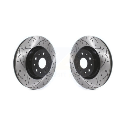 Front Coated Drilled Slot Disc Brake Rotors Pair For Chevrolet Camaro Cadillac CT5 CTS CT6 KD-100399