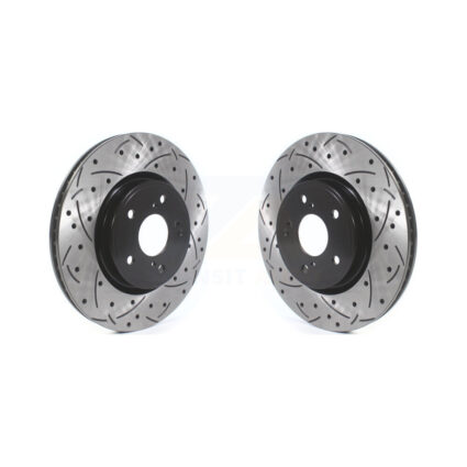 Front Coat Drill Slot Disc Brake Rotor Pair For Honda CR-V Civic Accord HR-V Acura Integra KD-100408