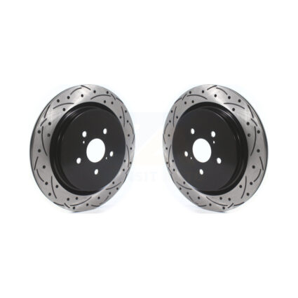 Rear Coated Drilled Slotted Disc Brake Rotors Pair For Lexus RX350 RX450h RX350L RX450hL KD-100416