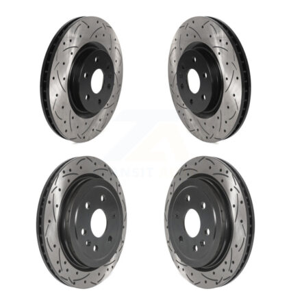 Front Rear Coated Drilled Slotted Disc Brake Rotors Kit For Cadillac SRX Saab 9-4X KD-100455