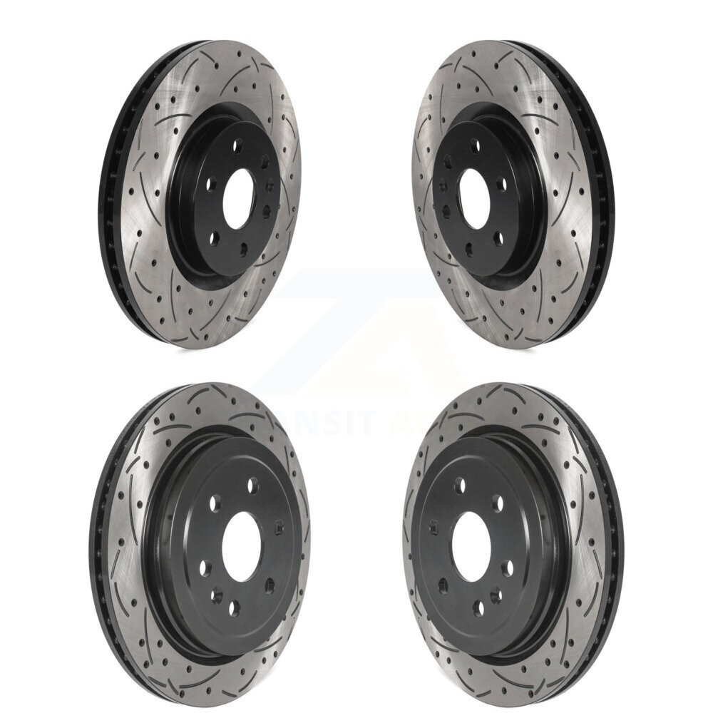 Front Rear Coated Drilled Slotted Disc Brake Rotors Kit For Cadillac SRX Saab 9-4X KD-100455