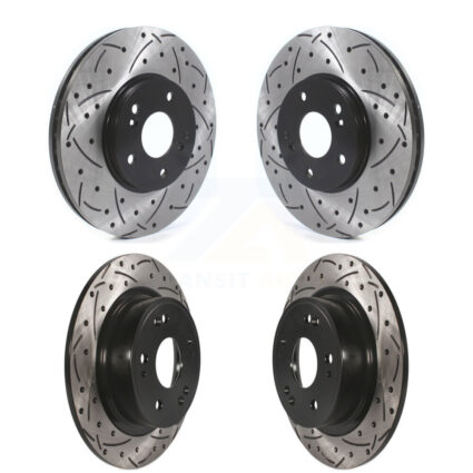 Front Rear Coated Drilled Slotted Disc Brake Rotors Kit For Honda Accord Acura TSX KD-100468