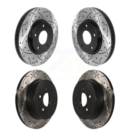 Front Rear Coated Drilled Slotted Disc Brake Rotors Kit For Nissan Quest KD-100471