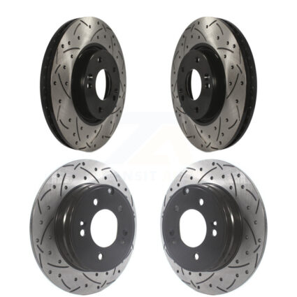 Front Rear Coated Drilled Slotted Disc Brake Rotors Kit For Hyundai Sonata Kia Optima KD-100478