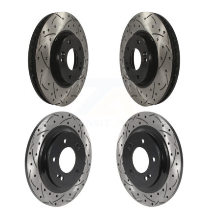 Front Rear Coated Drilled Slot Disc Brake Rotors Kit For Kia Optima Hyundai Sonata Soul EV KD-100480