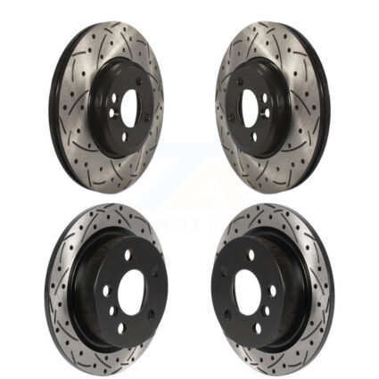 Front Rear Coated Drilled Slotted Disc Brake Rotors Kit For 2015 Mini Cooper 2.0L/1.5L KD-100484